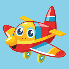 Cute Cartoon Airplane Vector Illustration — Colorful Jet Aircraft Clipart in Flat Style for Kids and Educational Designs