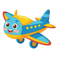 Cute Cartoon Airplane Vector Illustration — Colorful Jet Aircraft Clipart in Flat Style for Kids and Educational Designs