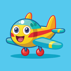 Cute Cartoon Airplane Vector Illustration — Colorful Jet Aircraft Clipart in Flat Style for Kids and Educational Designs