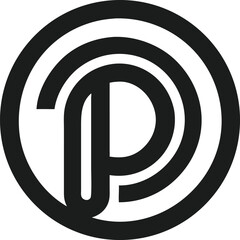 Abstract minimalist logo design featuring the letter p inside a circle