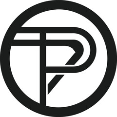 Minimalist abstract letter p logo design inside a circular vector shape