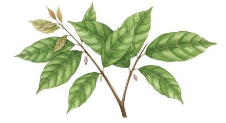 Fototapeta premium Watercolor Cocoa Tree Branch Illustration - Packaging & Prints