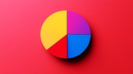 Fototapeta premium Colorful pie chart with red background.