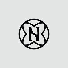 Elegant and modern letter n logo design in a stylish decorative circle