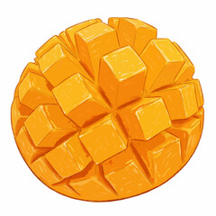 A delicious looking mango cut into squares