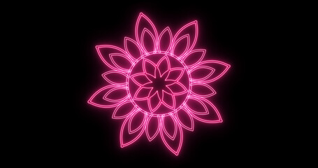 Neon abstract flower design animation background.Neon abstract design animation for greetings, nightclubs, and event celebrations. Easy to use in any video. Technology video material animation.