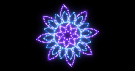 Neon abstract flower design animation background.Neon abstract design animation for greetings, nightclubs, and event celebrations. Easy to use in any video. Technology video material animation.