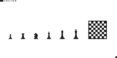 Chess piece icon set 