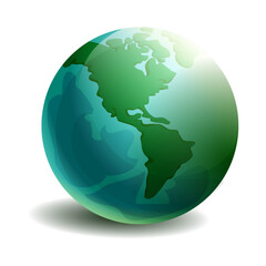 Earth Globe Icon Vector – World Map Symbol Isolated on White Background