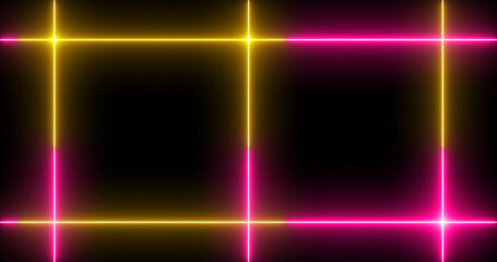 Neon design line animation for greetings, advertisements, nightclubs, and event celebrations. Cool design line animated on a black background. 4K Technology video material animation.