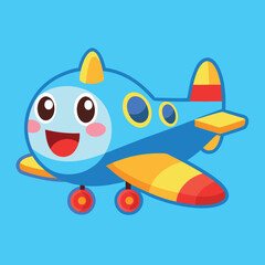 Cute Cartoon Airplane Vector Illustration — Colorful Jet Aircraft Clipart in Flat Style for Kids and Educational Designs