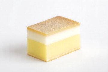 Elegant layered cake on white background