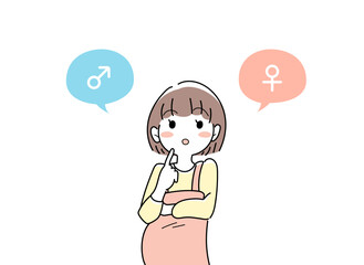 赤ちゃんの性別が知りたい妊婦さんのイラスト