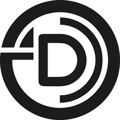 Abstract letter d logo design within a circle modern and minimalist vector graphic