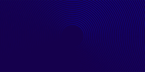 Abstract blue glowing geometric lines on dark blue background. Modern shiny blue circle lines pattern. Futuristic technology concept. Suit for cover, poster, banner, brochure, header, website. eps 10