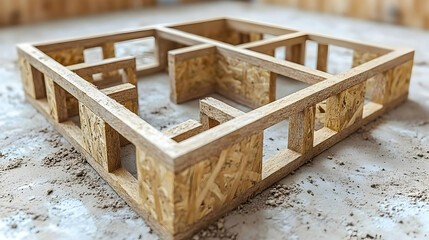 Obraz premium Wooden House Frame 3D Model