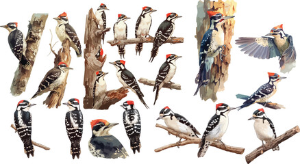 woodpecker watercolor clipart © dian's