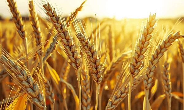 Golden Wheat Field at Sunset &ndash; Harvest, Agriculture, Farming Landscape
