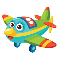 Cute Cartoon Airplane Vector Illustration — Colorful Jet Aircraft Clipart in Flat Style for Kids and Educational Designs