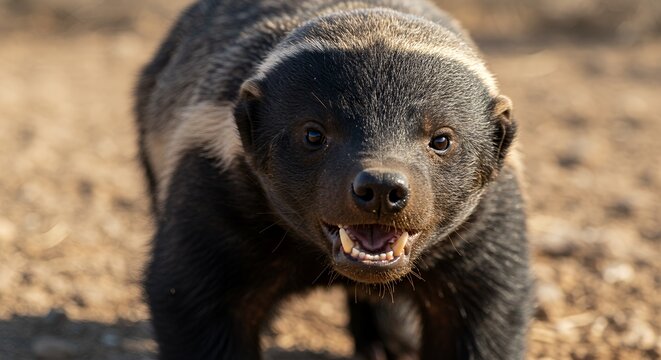 Honey Badger Close-Up: A Fearless African Predator - Powered by Adobe