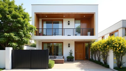Minimalist Modern Residence with Large Glass Windows and Warm Light