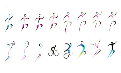Dynamic Human Forms Active Lifestyle vector set icon