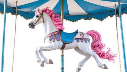 Wooden toy horse, a childhood animal that loves to rock and play on a white background
