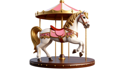 Wooden toy horse, a childhood animal that loves to rock and play on a white background
