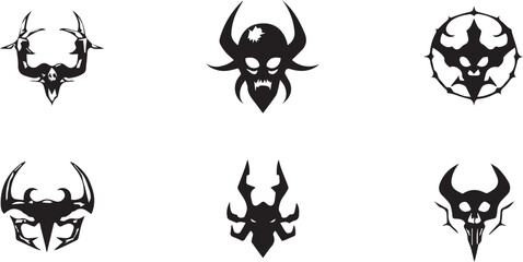 Set of decorative elements for flat design, horror, cyberpunk, retro, vintage. Hand drawn vector illustration	