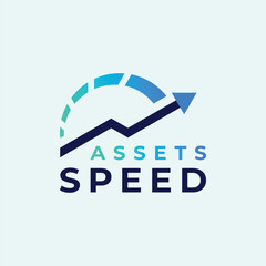 asset growth logo or speedometer with increasing arrow graph