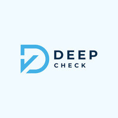 monogram logo initial letter D with check mark