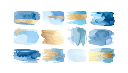 Abstract blue watercolor design on white background.
