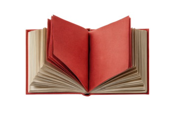 PNG Open red hardcover book with textured pages