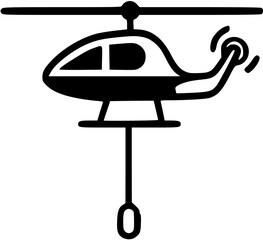 Helicopter silhouette with dangling object
