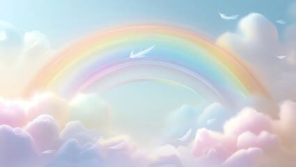 Pastel Rainbow Dreamscape: A Serene Cloud Heaven