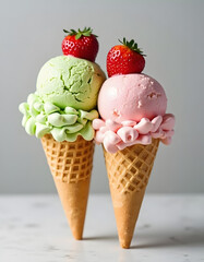 Cone ice cream with chocolate flavor 