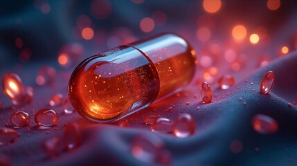 Close-up of a Red Pill on a Silky Surface