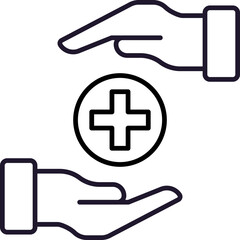 Obraz premium Isolated Icon of Medical Cross between Hands for Graphics, Concept, Apps