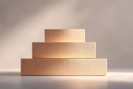 3d-rendered golden podium set against minimalistic background emphasizing elegance luxury and simplicity