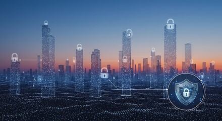 Cyber Cityscape: A Serene Evening of Digital Security