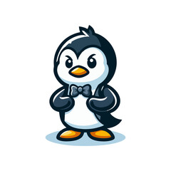 Obraz premium Cartoon Cute Penguin Mascot Character Design Illustration for Logo Emblem Wildlife Nature Winter Animal Arctic Antarctic Character Flat Vector Simple Animal Friendly Adorable Icon Graphic Style