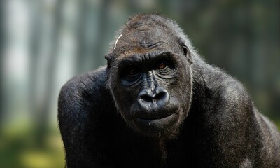 Critically Endangered Cross River Gorilla in Tropical Forest