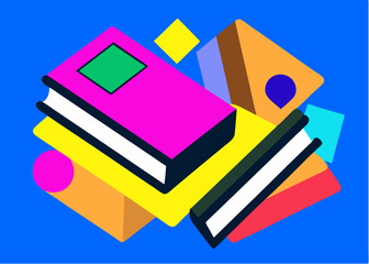 A vibrant stack of colorful pencils next to a red book for school education and creative learning