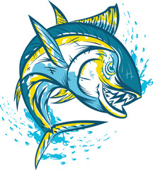 Colorful  Monster Tuna fish logo icon vector illustration design 
