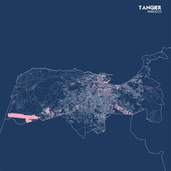 tangier Highway, Building, and Waterway Blueprint Map