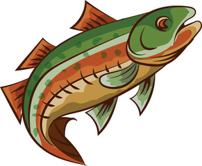 Fish illustration vector logo, icon design colorful 