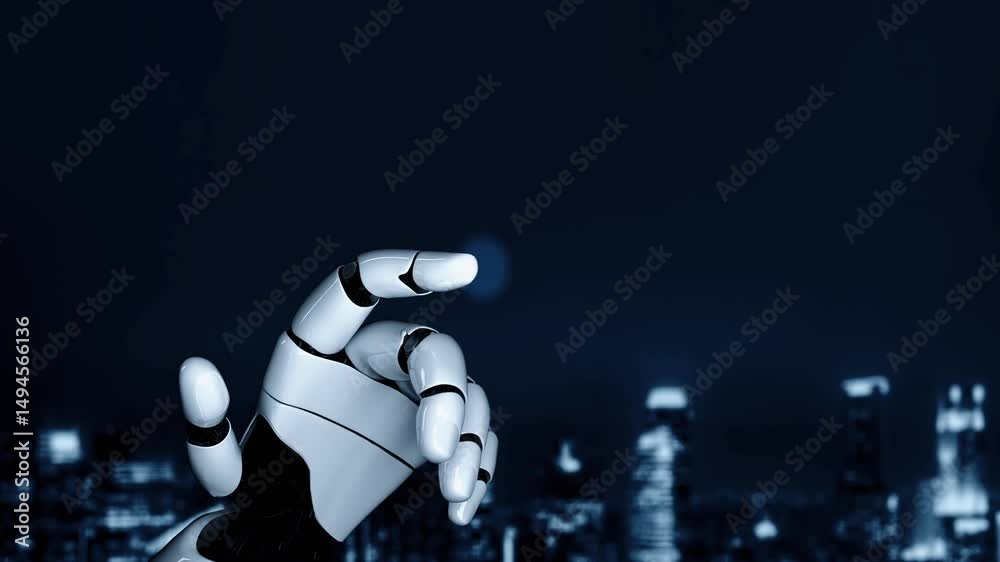 Poster futuristic robot artificial intelligence enlightening ai technology development and machine learning