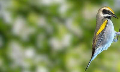 Golden-Winged Warbler Perched on Branch