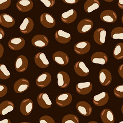 Autumn seamless pattern chocolate brown horse chestnut fruits. Fall Texture for fabric, packaging
