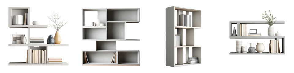 Minimalist shelving units with decorative accessories